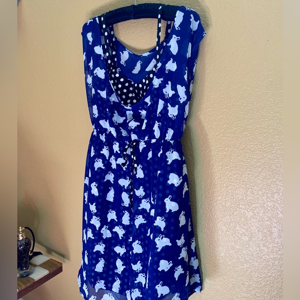 Hot Topic Bunny Print and Polka Dot Dress